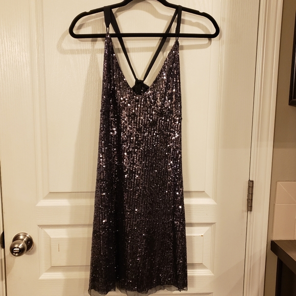 Free People Gold Rush Sequin Mini Dress Black - Picture 3 of 5